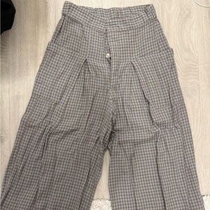 Free People Plaid Flare Pants - Gray and Brown